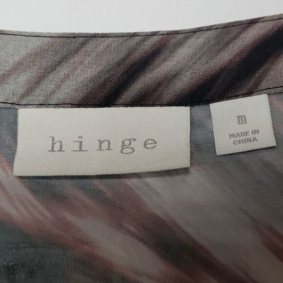 Hinge Blouse Womens Size M Pleated Peplum Neutral Black Brown Fairygrunge - Picture 3 of 5